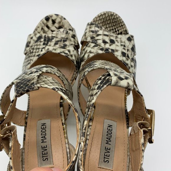 Steve Madden Kloudd Wedge Snake Print Sandals - Picture 9 of 9